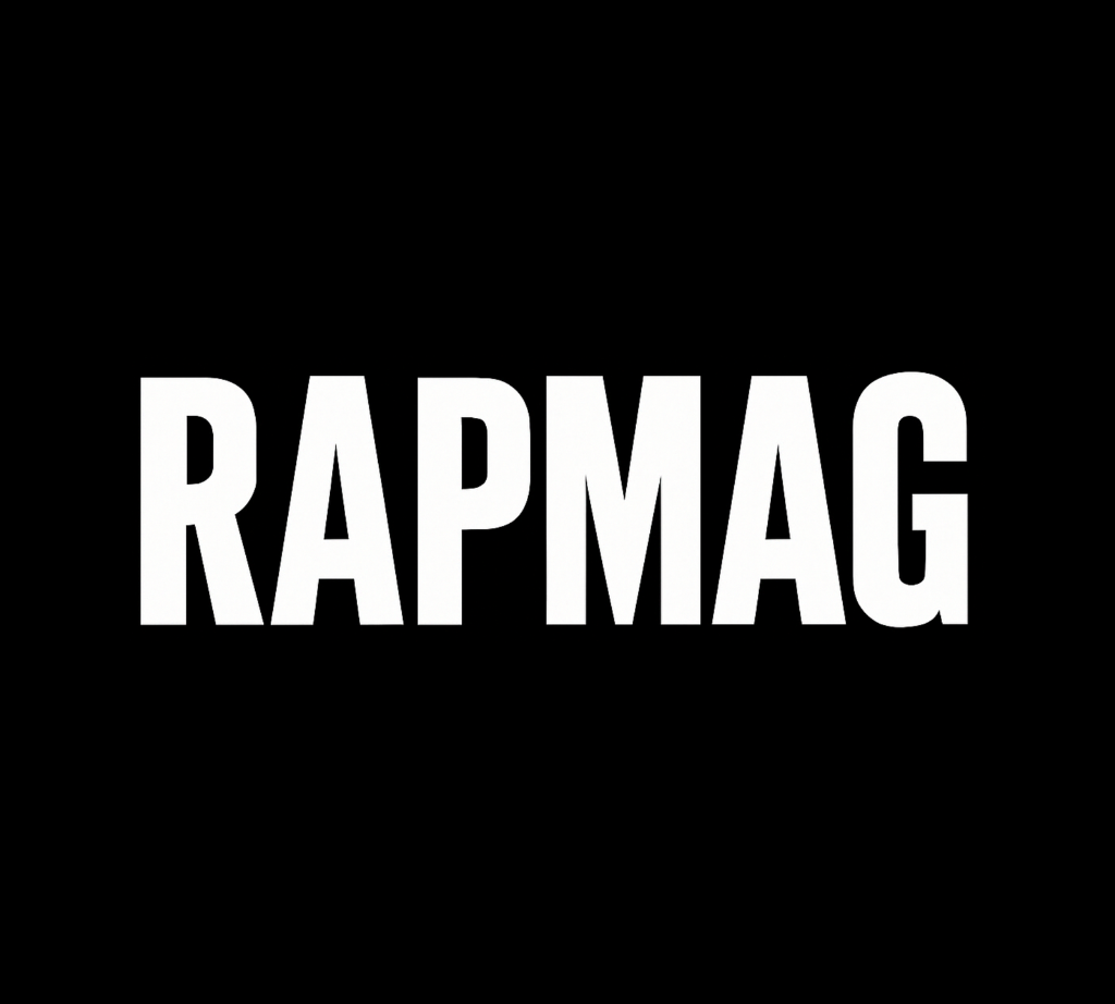 RAPMAG logo in white letters on a black background